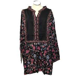 Woman Within Button Up Tunic Women’s Size 5X Color Black Multicolor Print Floral